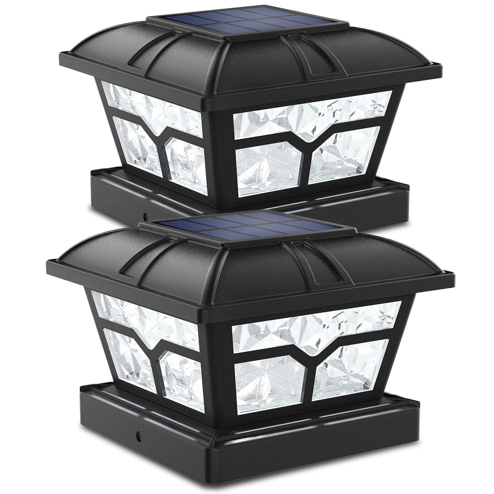 Solar Post Cap Lights with 8 LEDs for 4x4 5x5 6x6 Fence Posts 2 Color Modes