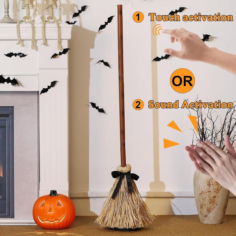 Halloween Witch Broom 100cm Tall Flying Broom for Carnivals Holiday Dress up