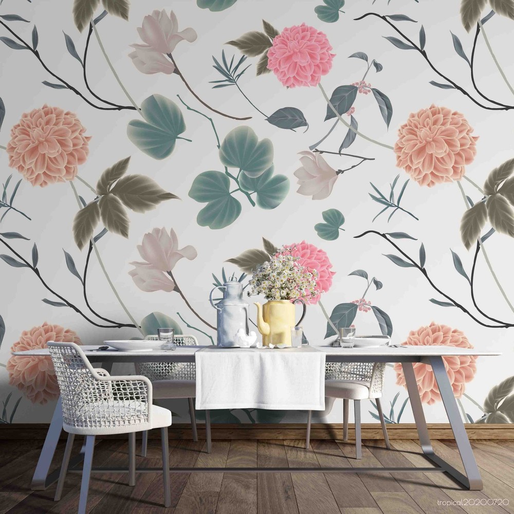 3D Flowers Leaves Flora Pattern Wall Murals Wallpaper Murals Wall Sticker 6
