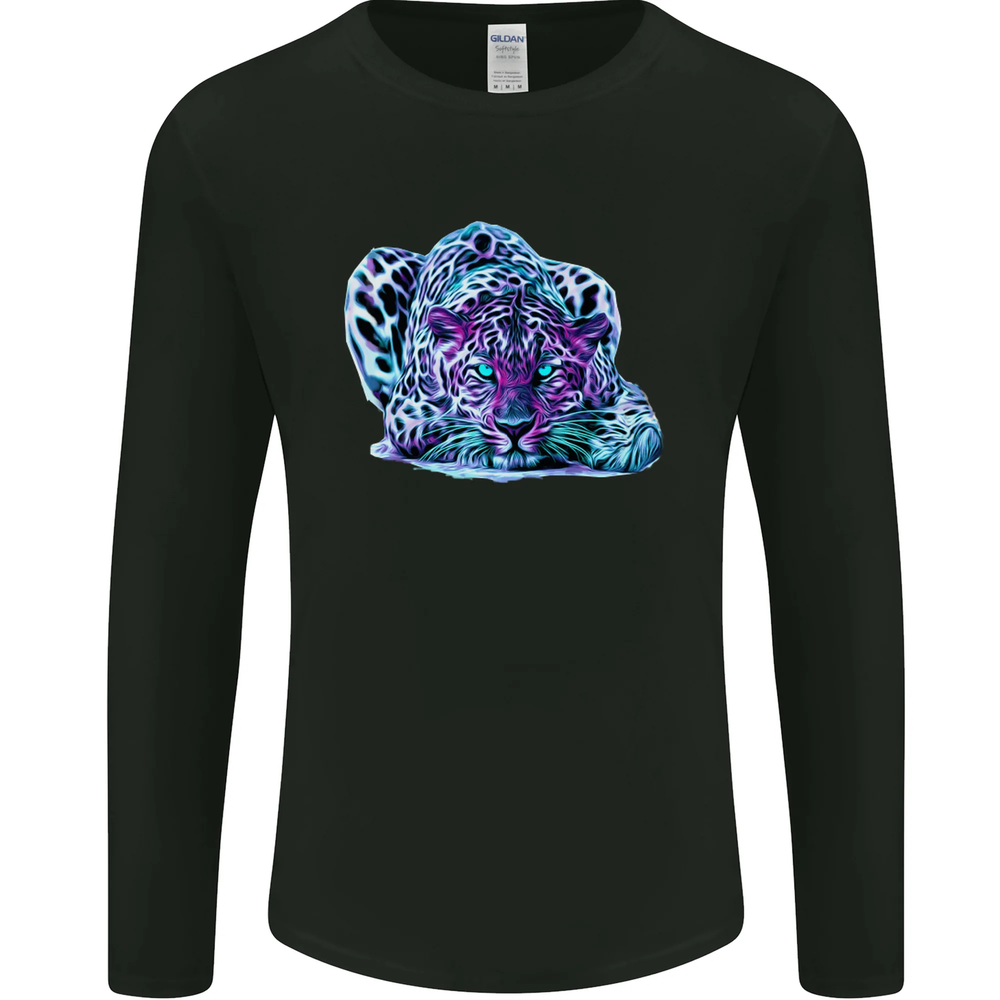 Colourful Leopard Wild Cat Panther Mens Long Sleeve T-Shirt