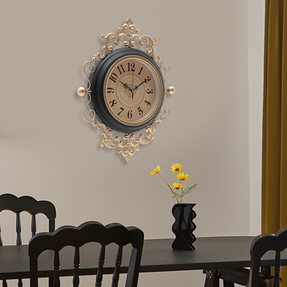 Exquisite 16-Inch Silent Wall Clock, Hand-Painted Decorative Design