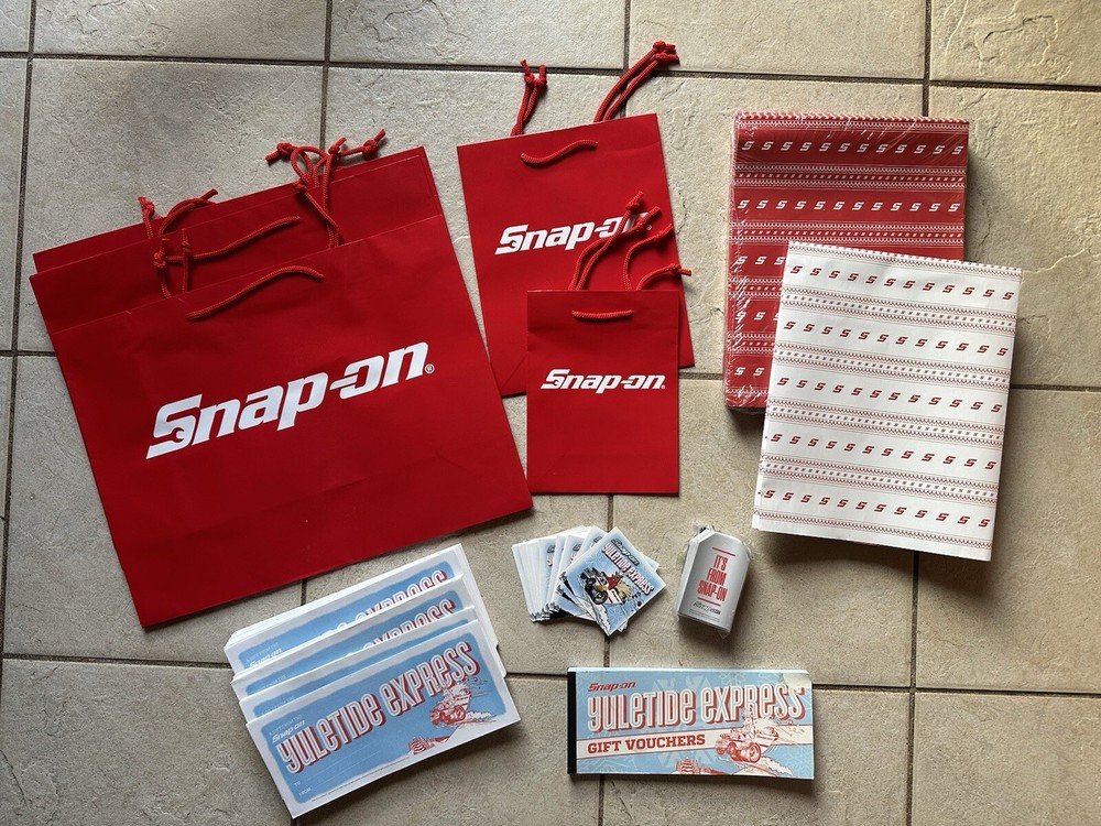 Snap On Tools Christmas Red Gift Bags & Wrap Paper & Tags & Vouchers BRAND NEW-image