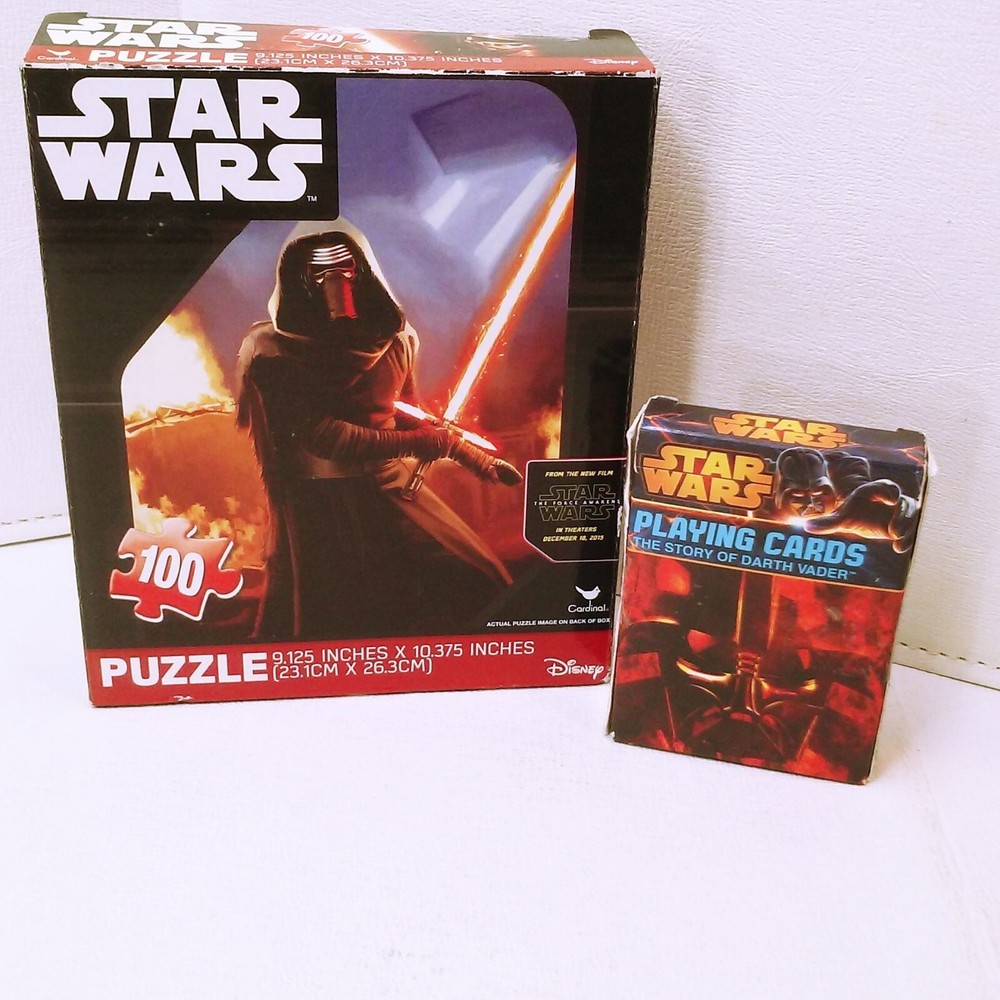 Bundle Lot-2 Star Wars Darth Vader Playing Cards + Force Awakens 100pc Puzzle