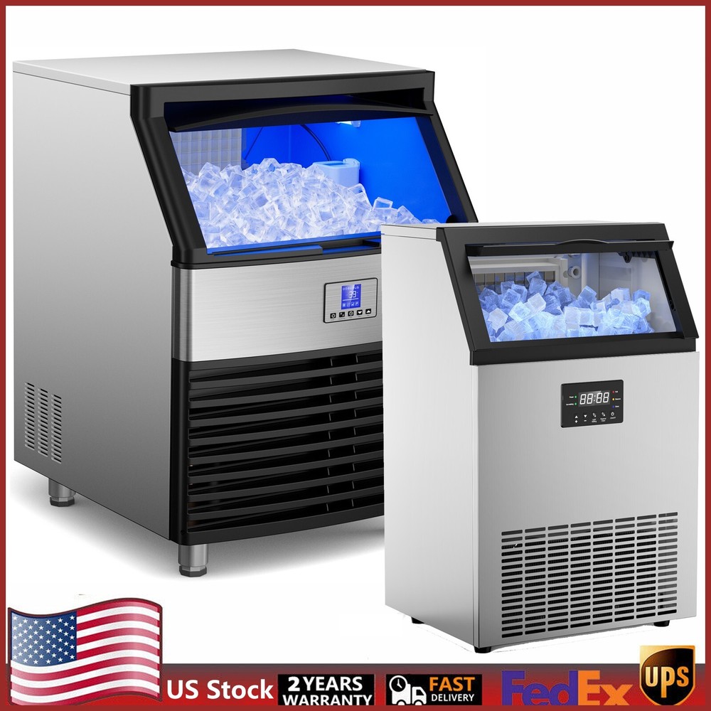 Commercial Ice Maker Machine 450lbs Ice Makers with Large Storage Bin Full Cube