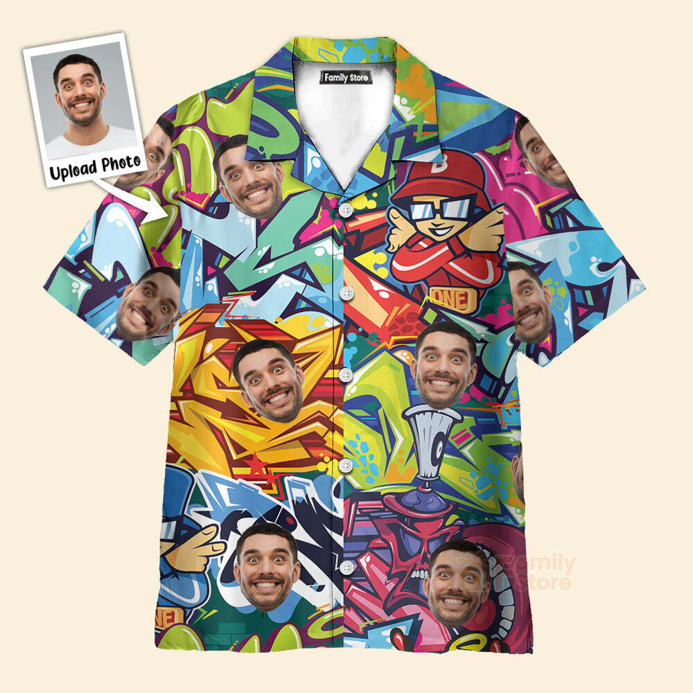 Custom Graffiti Hip Hop Hawaiian Shirt in Vibrant Colors