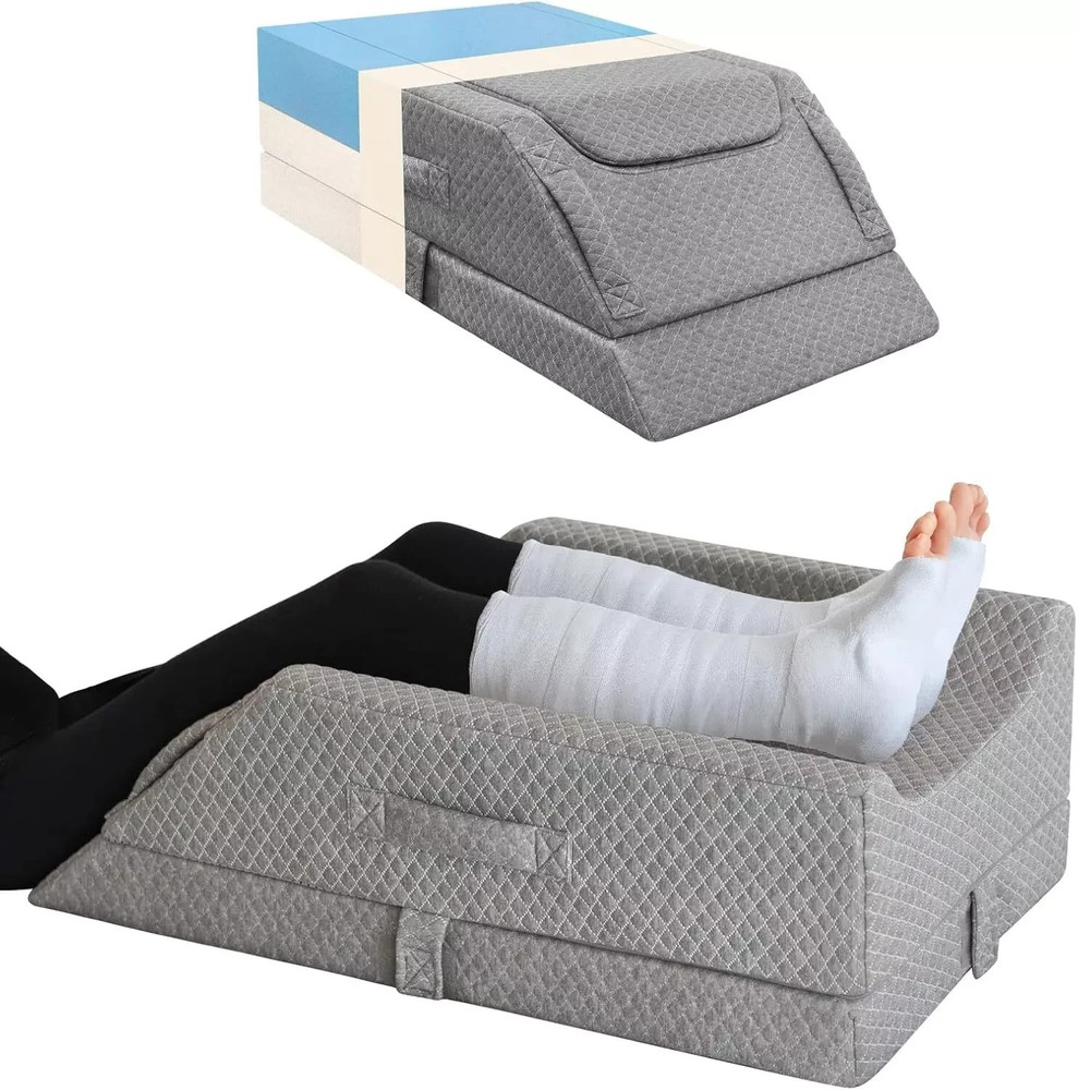 Adjustable Leg Elevation Pillow for Post-Surgery Swelling Relief with Cooling Memory Foam