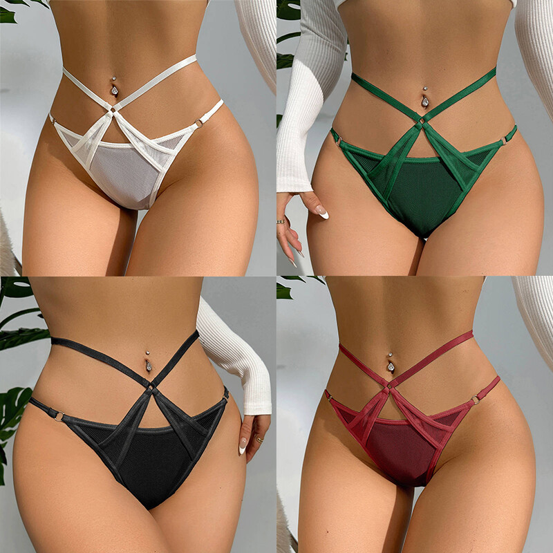 Hollow out Triangle T-Back Lace Underwear Thin Cross Straps Sexy Seduction