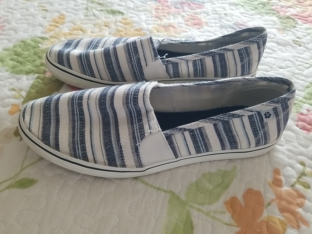 Tommy Bahama Womens Size 9.5 Striped Canvas Boat Slip On Shoes