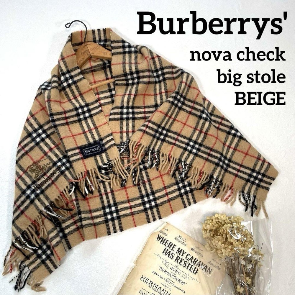 Nova Check Large Beige Stole Muffler Blanket 109x63cm New