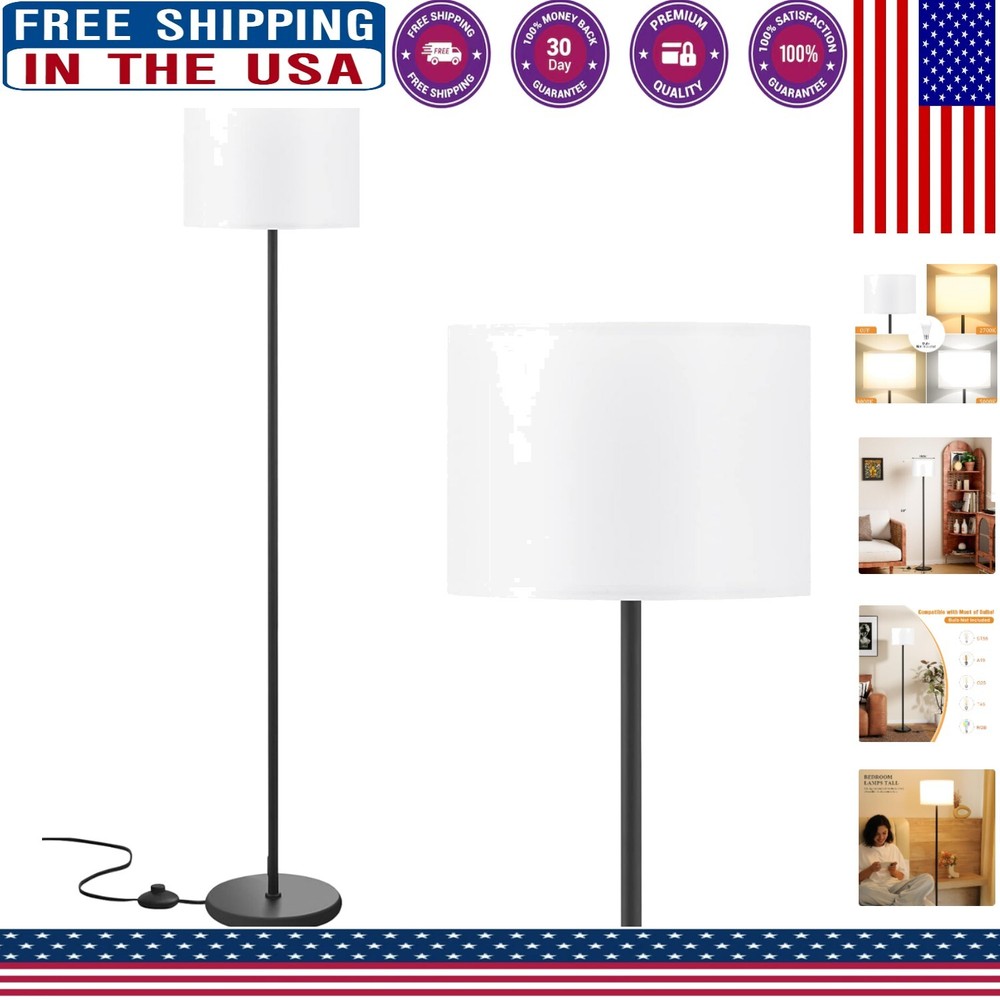 Sleek 60-Inch Floor Lamp with Linen Shade for Living Room Bedroom Lighting