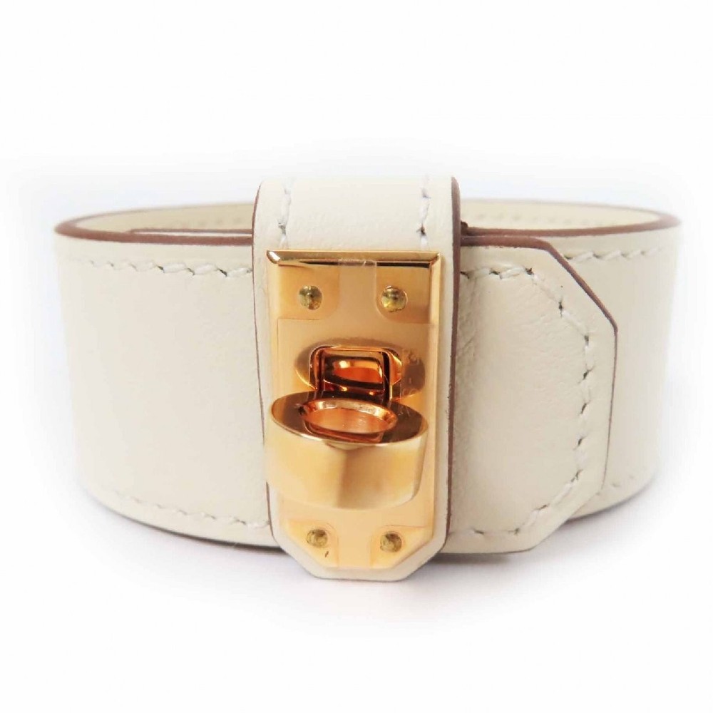 Hermes Kelly Twist PM Rose Gold Bracelet Swift Leather Nata T2 B Engraved