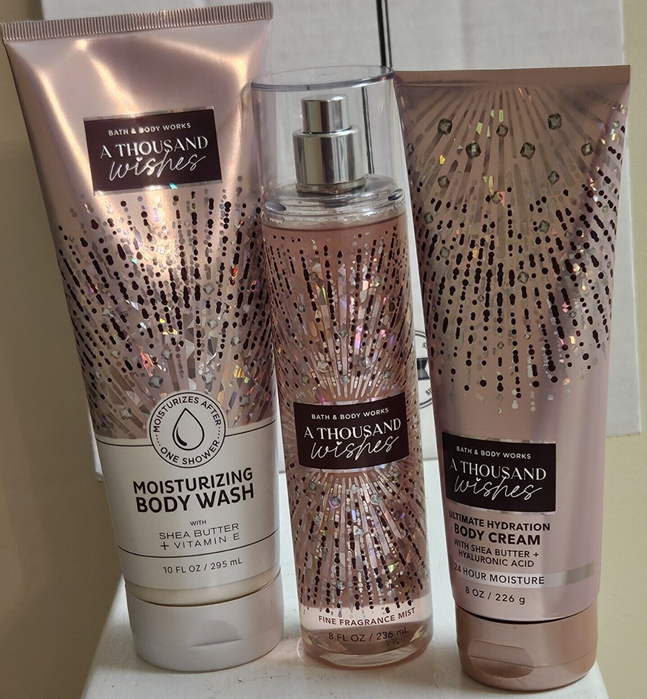 Bath and Body Works A Thousand Wishes Scented Body Lotion, Wash and Scrub Set..
