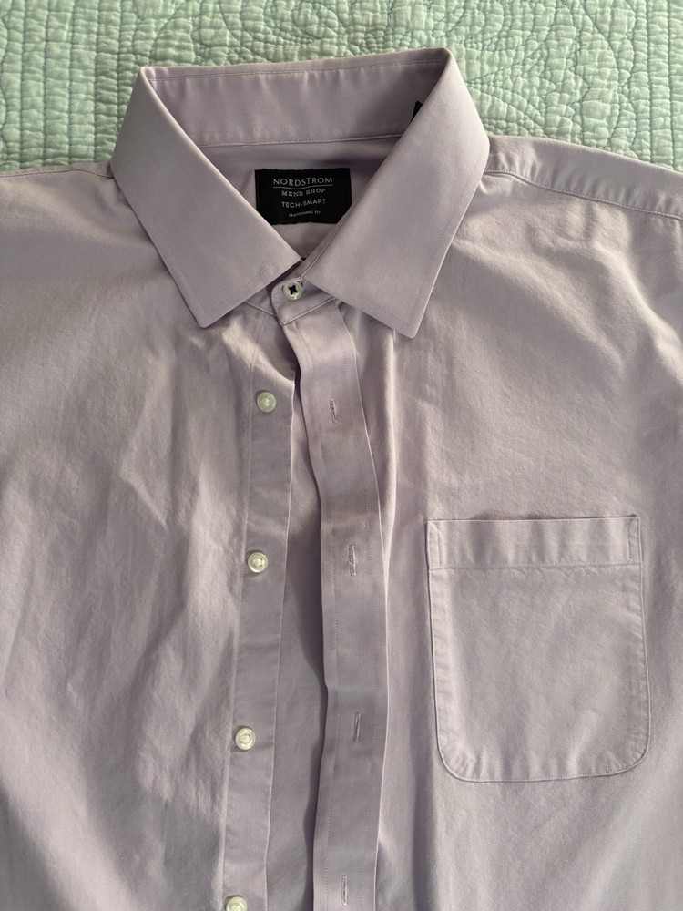 NORDSTROM MENS PURPLE PIMA COTTON EXTRA TRIM-FIT DRESS SHIRT 17 34-35 ($79 New)