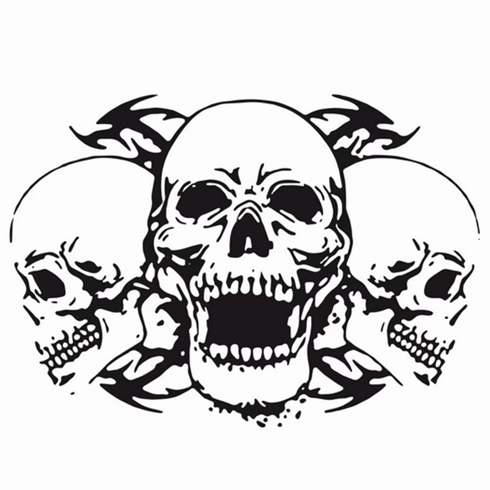 Waterproof Triple Skull Vinyl Decal for Car DIY Hood Accessories