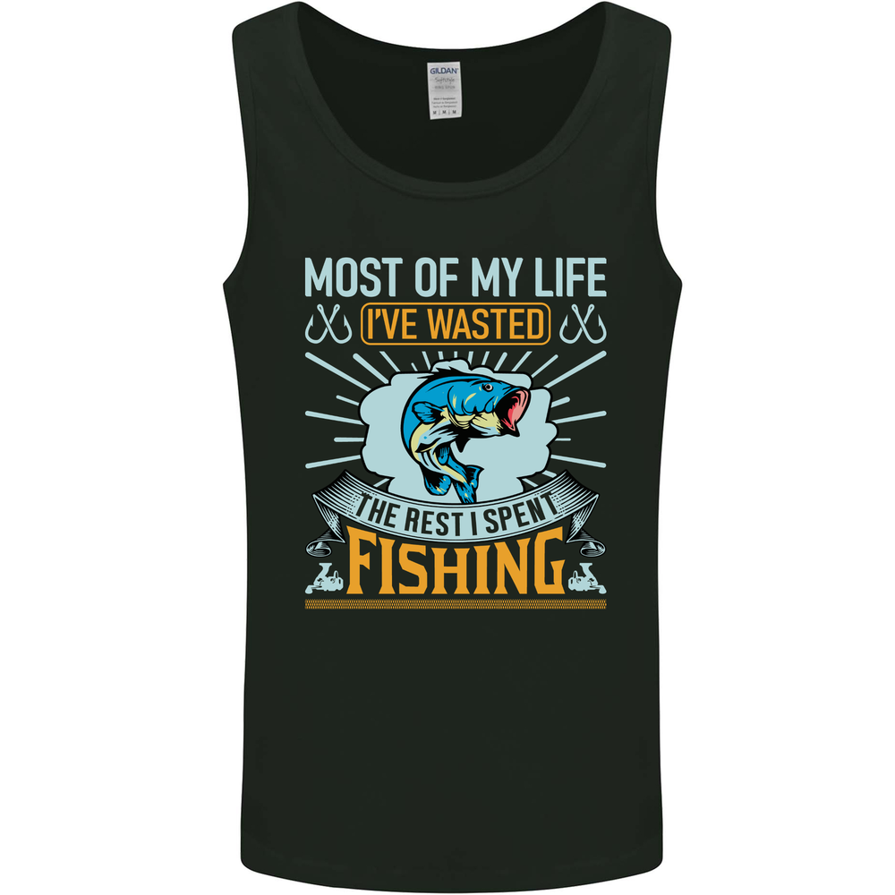 Wasted Life the Rest I Spent Fishing Funny Mens Vest Tank Top