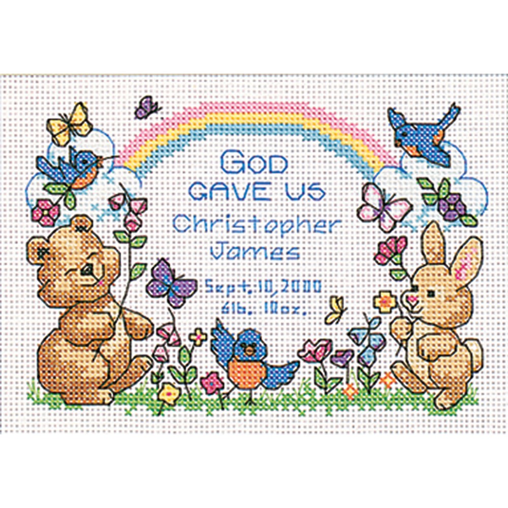 Dimensions Mini Counted Cross Stitch Kit 7 inch X5 inch God's Babies Birth Re...