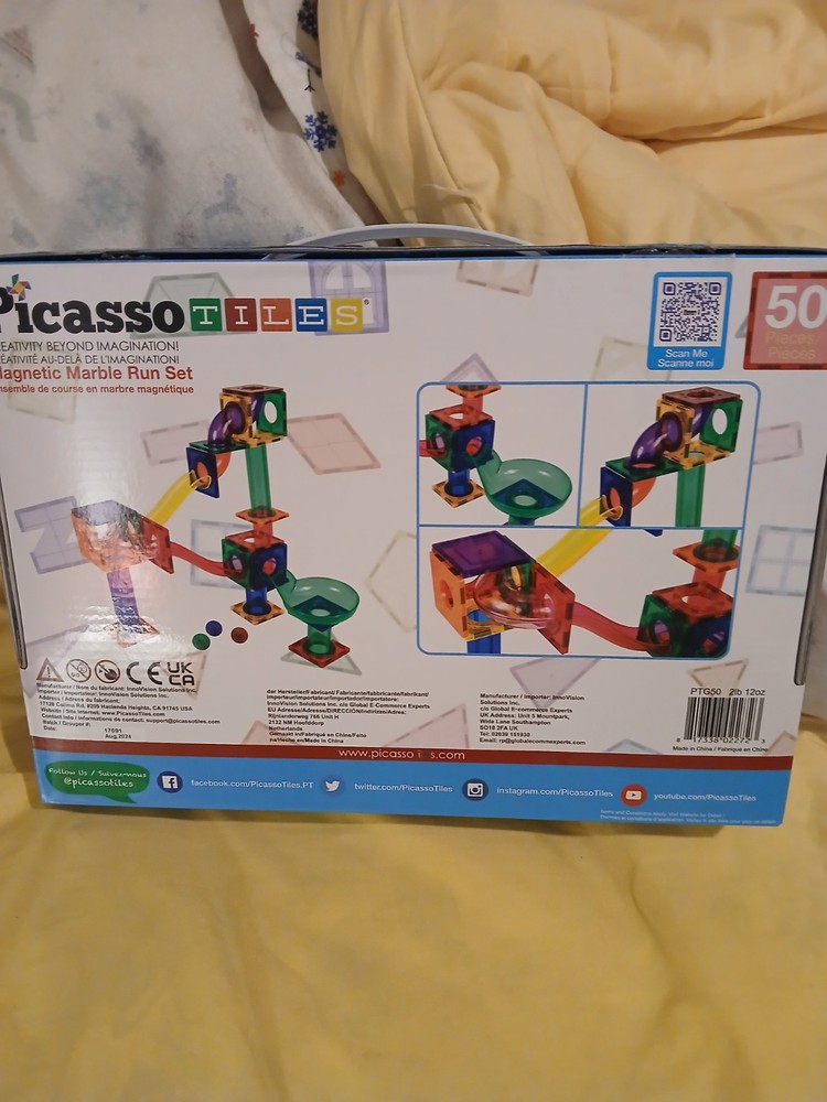 Picasso Tiles 120-Piece Magnetic Marble Run Building Set for Kids