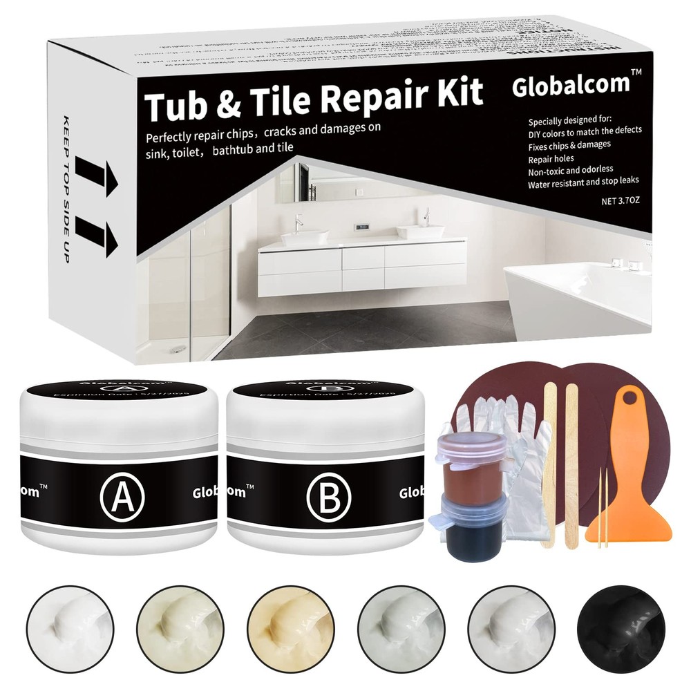 Tub and Fiberglass Shower Repair Kit (Color Match), 3.7oz Porcelain Repair Ki...
