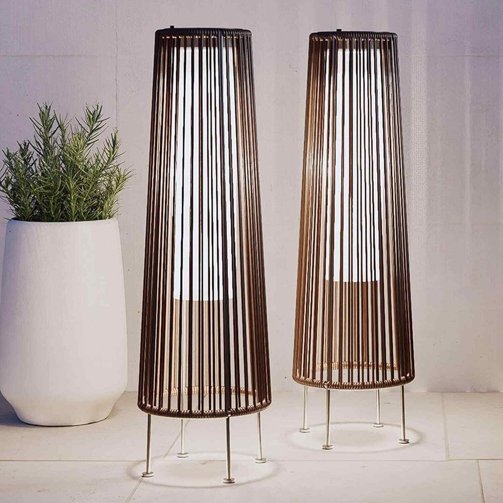 Outdoor Floor Solar Light 2-Pack, All-Weather Wicker Solar