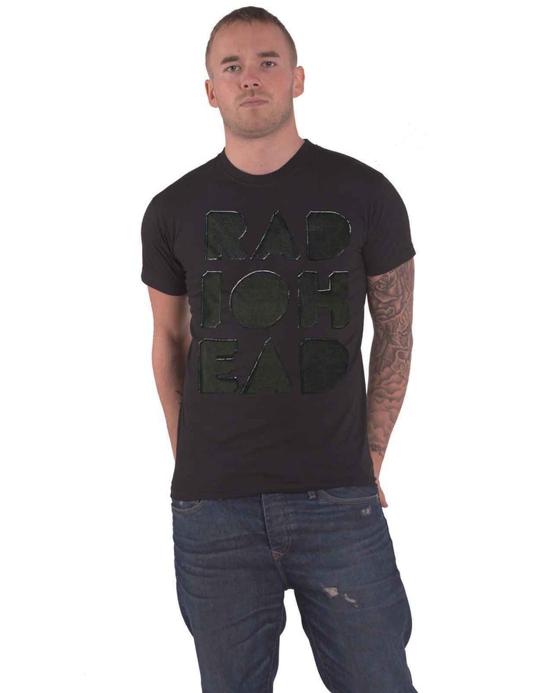 Radiohead Debossed Logo T-Shirt Official Mens Band Merch Black