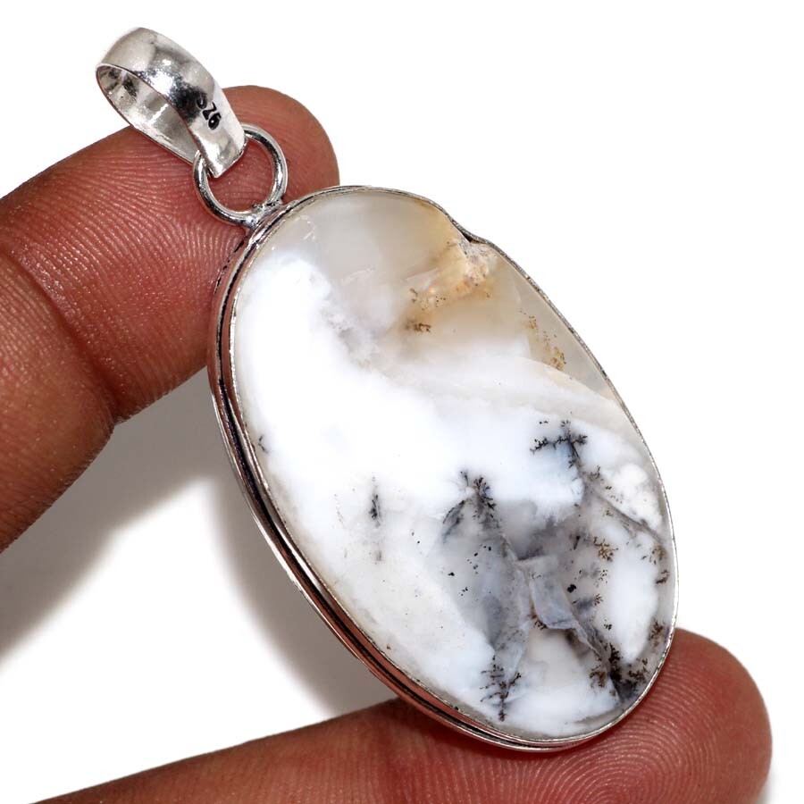 925 Silver Plated Dendritic Opal Jewellery Pendant Handmade Size 2.1