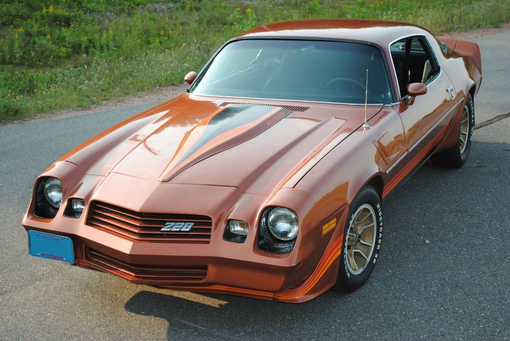 1981 Chevy Camaro Orange Black Stripe Vintage Car Poster 24x36 Inches