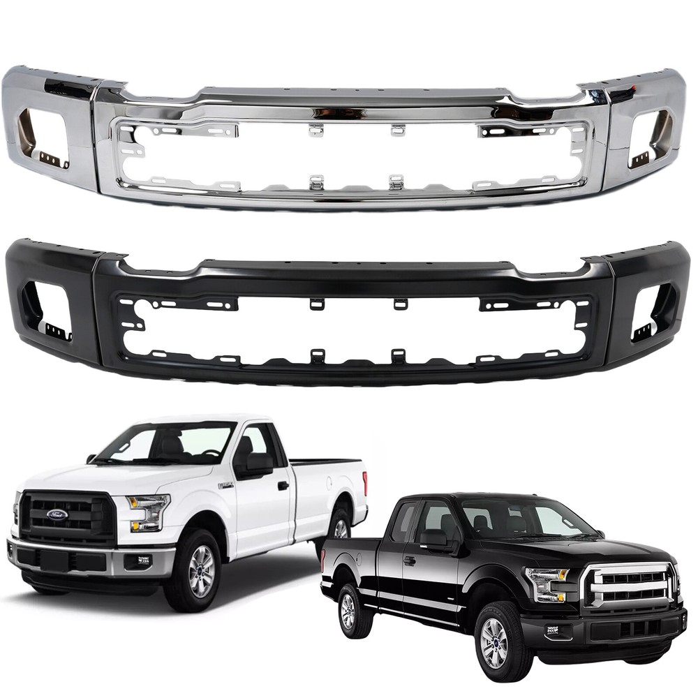 Front Bumper Impart Center Face Bar w/ Fog Light Hole for 2015-2017 Ford F150