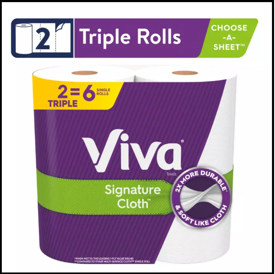 Viva Signature Cloth Paper Towels 2 Triple Rolls With Free Shipping