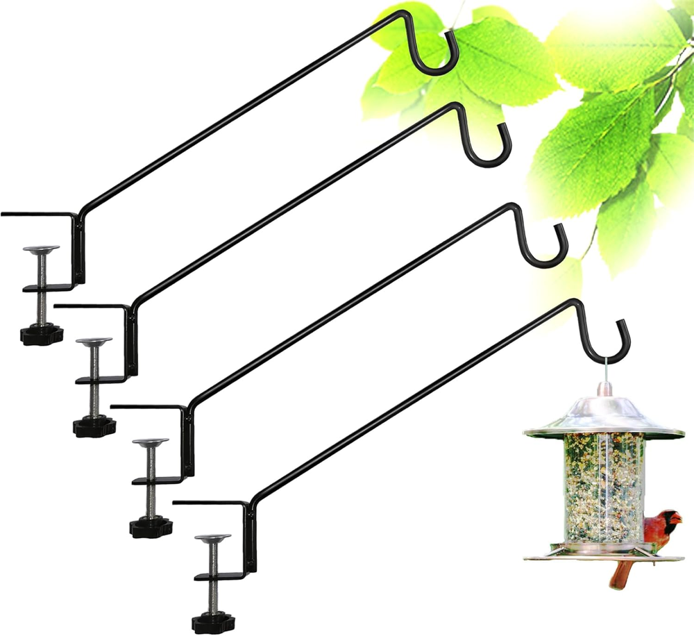 Heavy Duty 13-Inch Deck Bird Feeder Hanger Hook for Railings 4-Pack