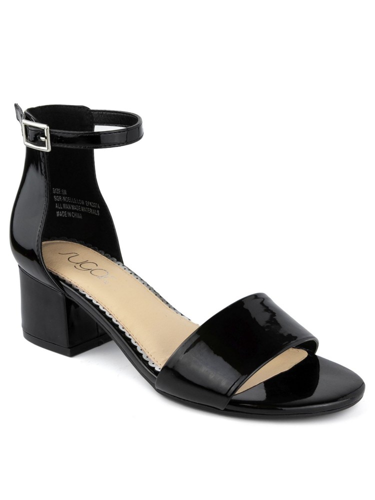 SUGAR Womens Black Adjustable Machelene Open Toe Block Heel Sandals Shoes 8.5 M