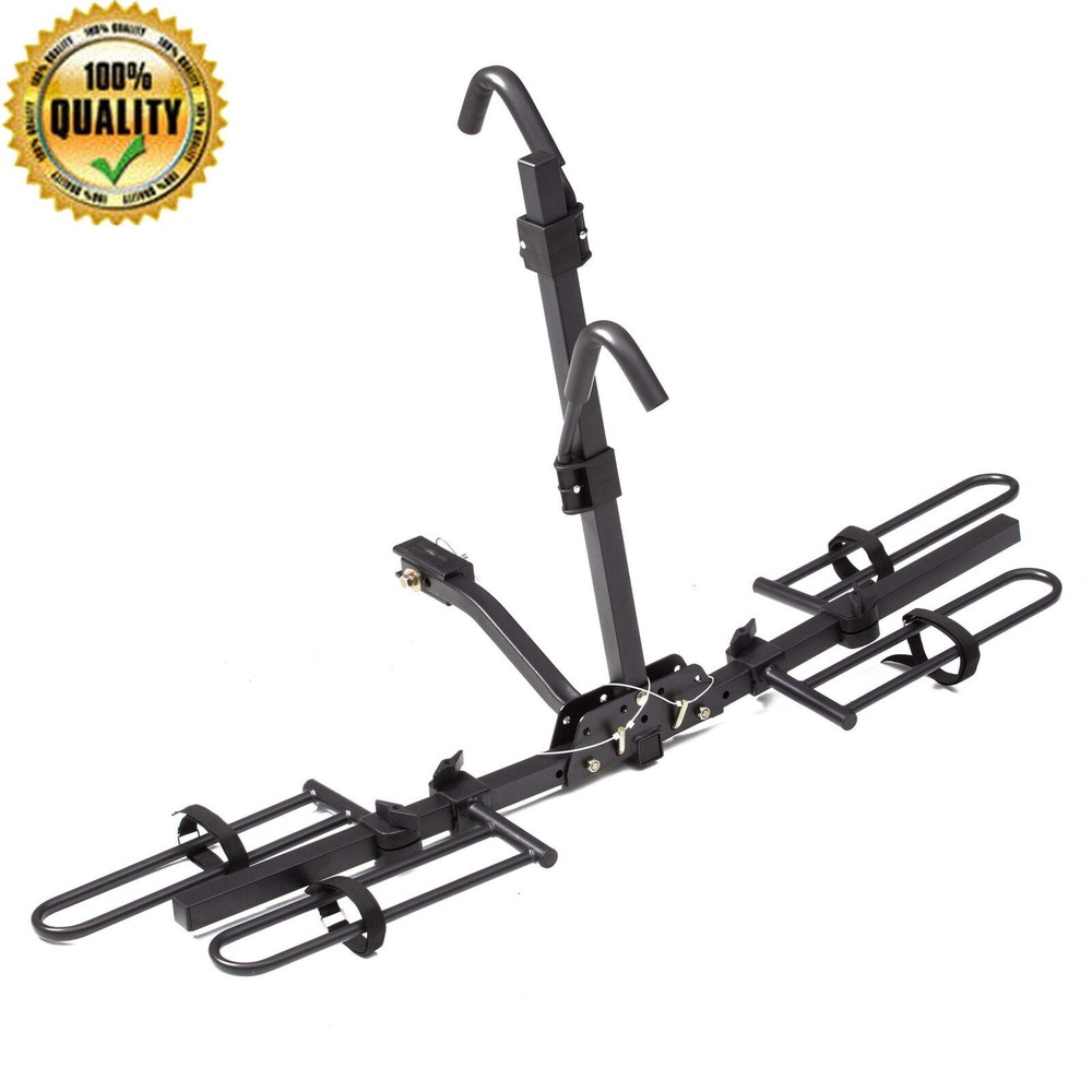 Foldable Hitch Bike Rack with Locking Pin and Adjustable Wheel Trays