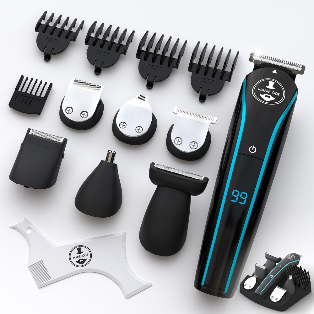 11-in-1 Men's Beard and Mustache Electric Trimmer Kit, Cordless Body and Nose...