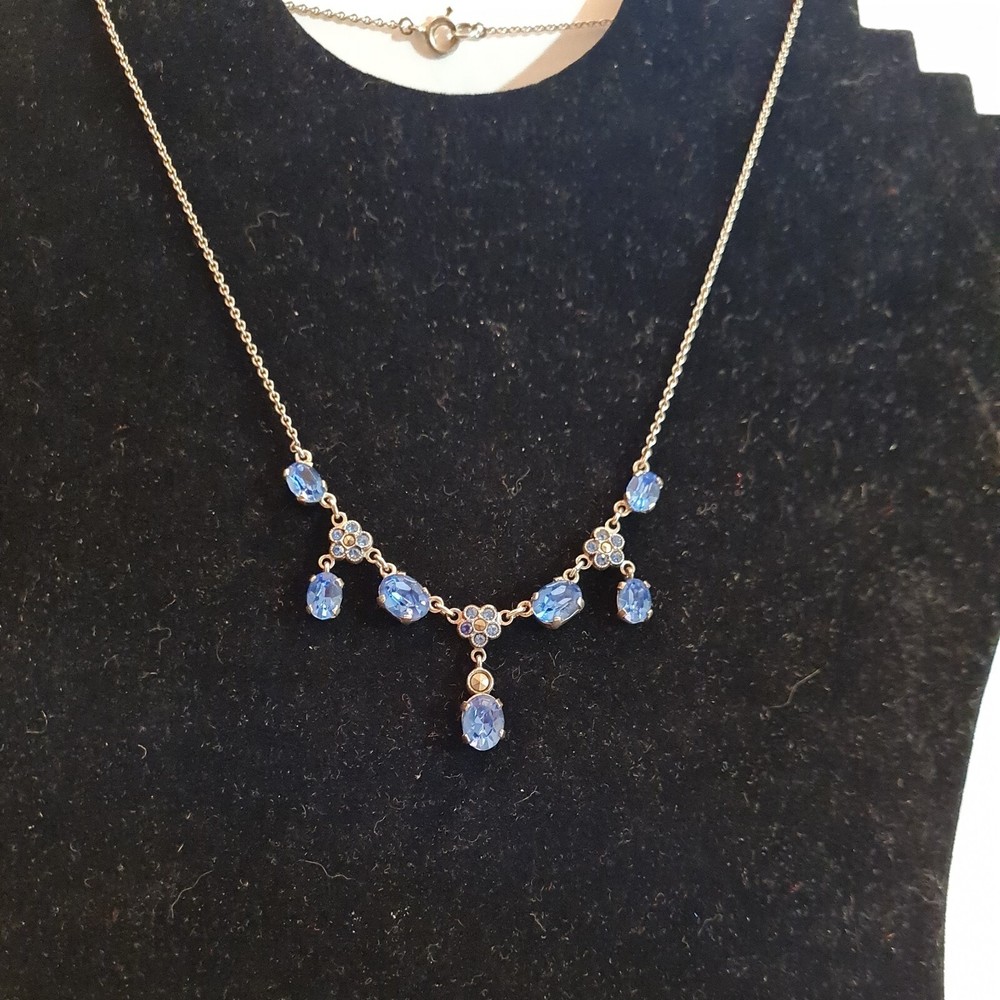 Silver And Blue Glass Necklace
