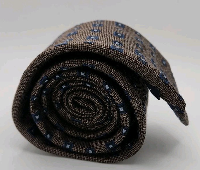 Daniel Cremieux Men's Brown Tie Made In Italy Classic Geometric Floral  61
