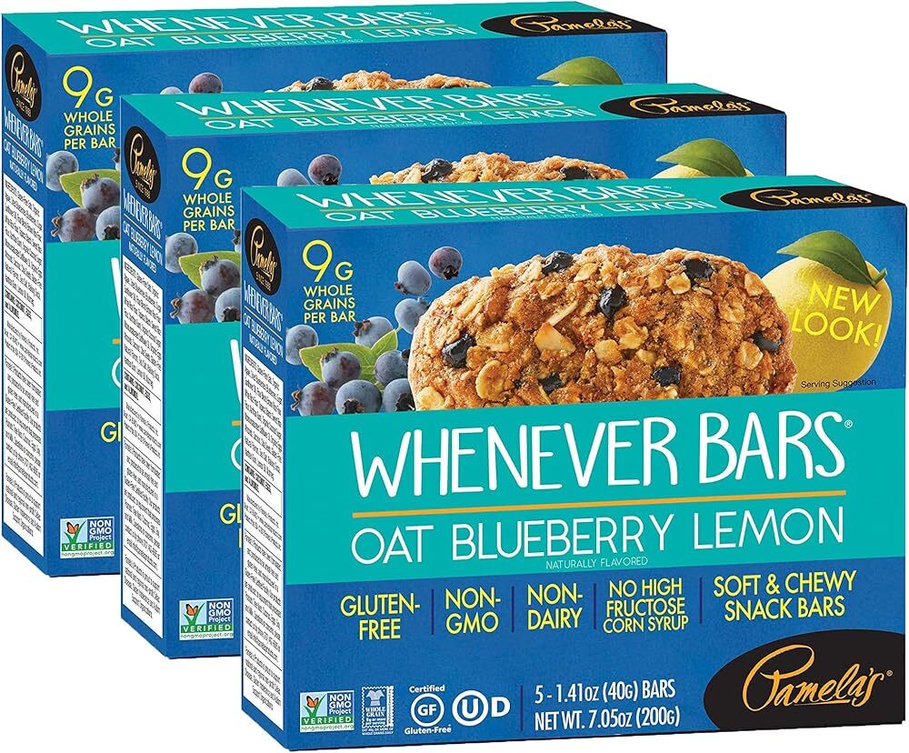 Pamelas Products Gluten Free Oat Blueberry Lemon Bar - 5 Count (Pack of 3)
