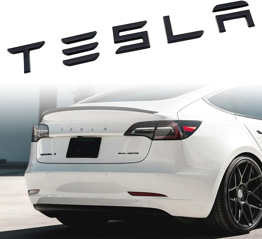 Car T E S L A Tailgate Letters Rear Emblem Decal Sticker For Tesla Model 3 Y S X