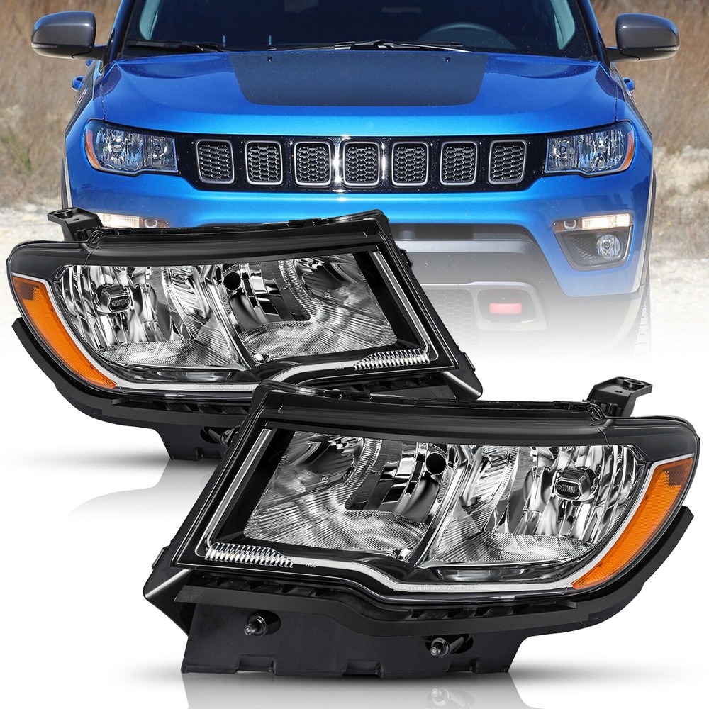 Halogen Headlight for 2017 2018 2019 2020 2021 Jeep Compass OE Style Lamps