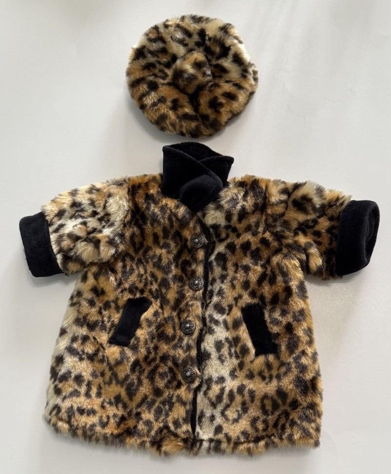 18 Inch Doll Faux Fur Animal Print Coat & Hat Set for Small World Dolls