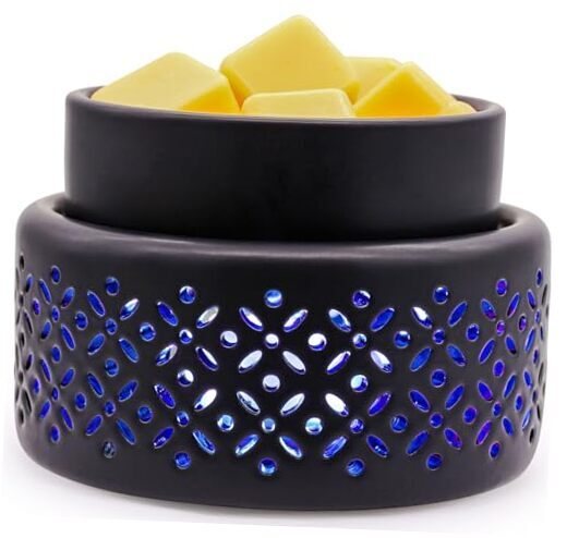 Ceramic Wax Melt Warmer - 7 Colors Changing LED Light Candle Wax Warmer Black