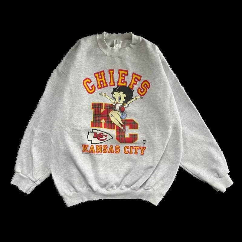 KC CHIEFS BETTY BOOP Graphic Ash Color Sweatshirt Unisex Men Women