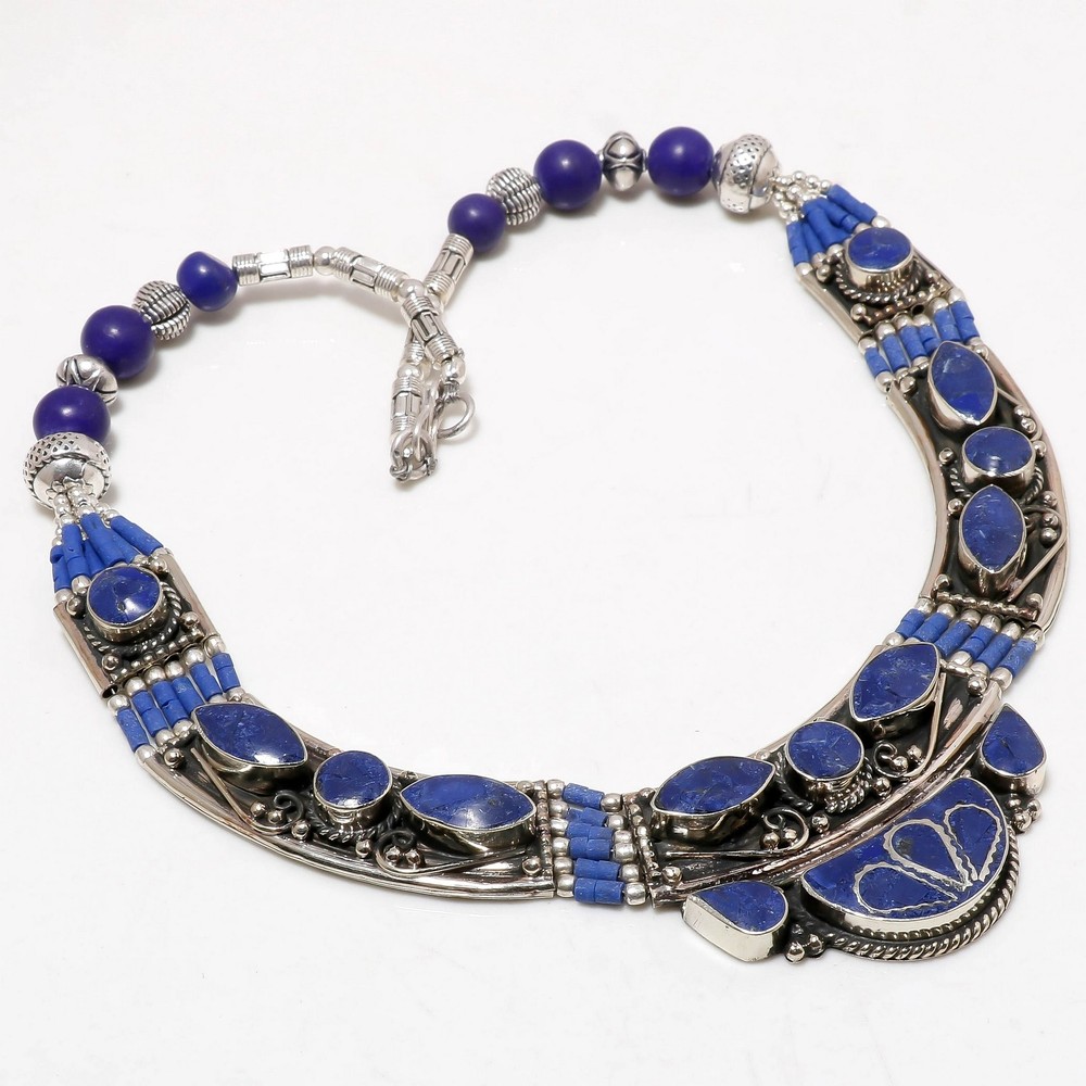 Lapis Lazuli Handmade Bohemian Ethnic Tribal Jewelry Nepali Necklace 18
