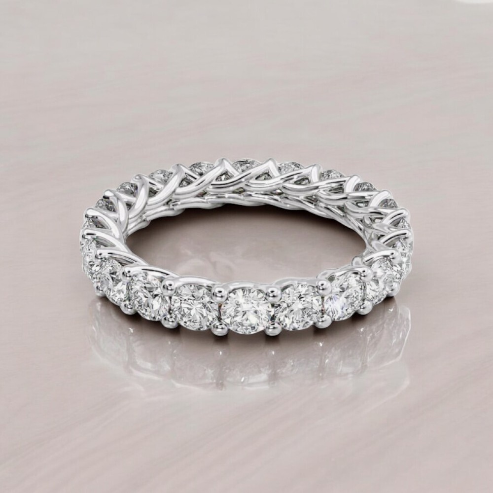 3 Ct Round Cut Lab Created Diamond Platinum Eternity Womens Band PT950 3.3 MM