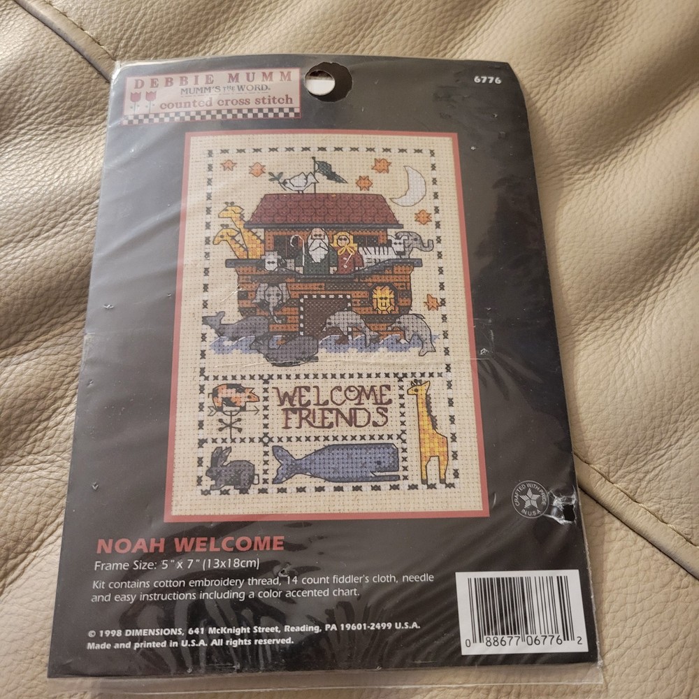 Dimensions counted cross stitch kit Noah Welcome Debbie Mumm 1998 sealed