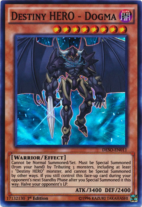 Destiny HERO Dogma DESO-EN011 Super Rare 1st Edition Near Mint Yugioh Card