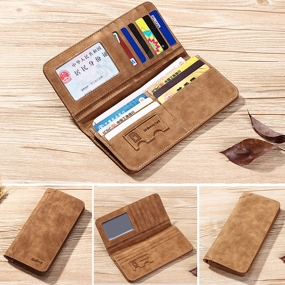Mens Clutch Leather Wallet Handbags Credit Card Holder Long Purse Billfold Gifts