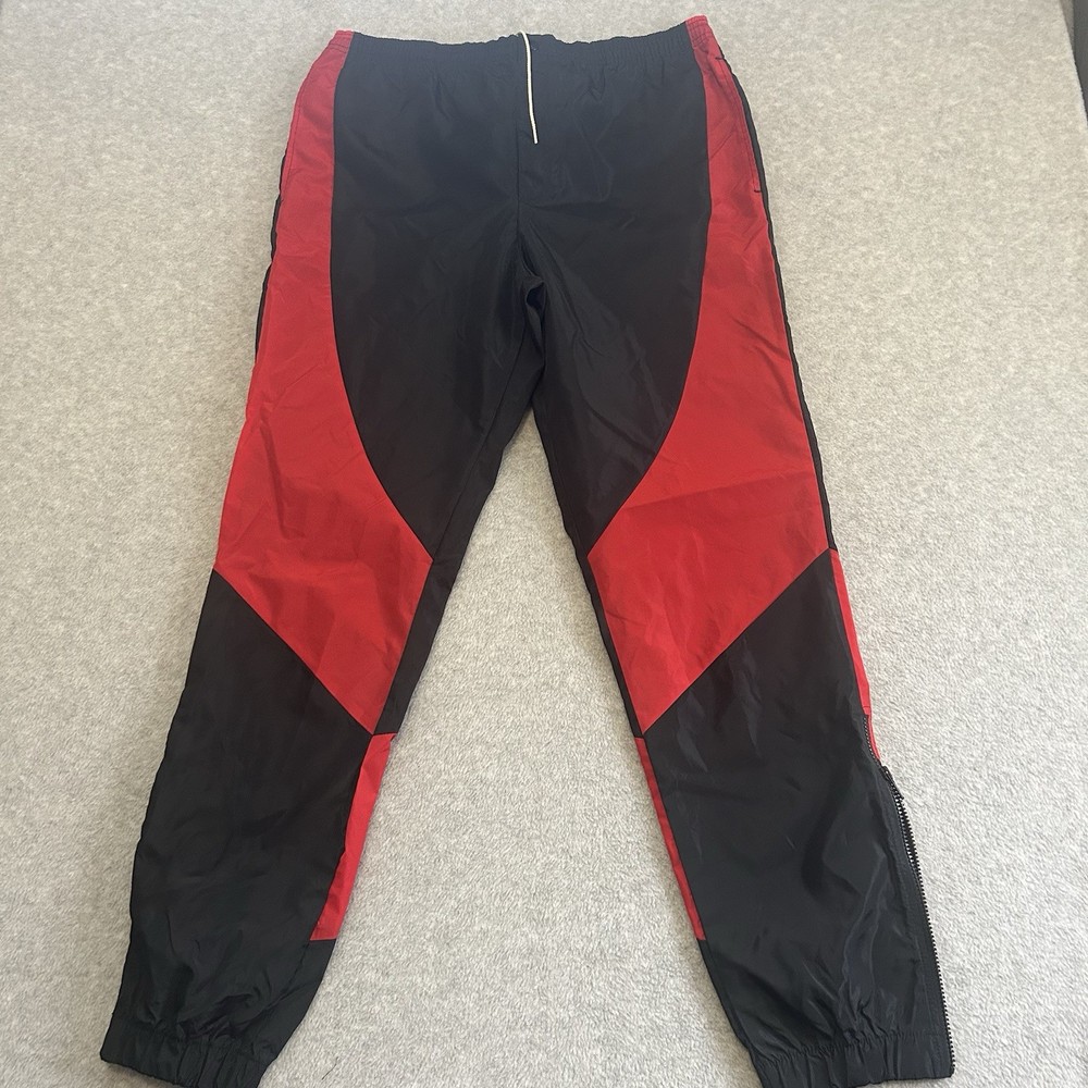 VINTAGE Jordan 1 Track Pants Mens Large Black Red Wings OG 1985 NIKE AIR Nylon