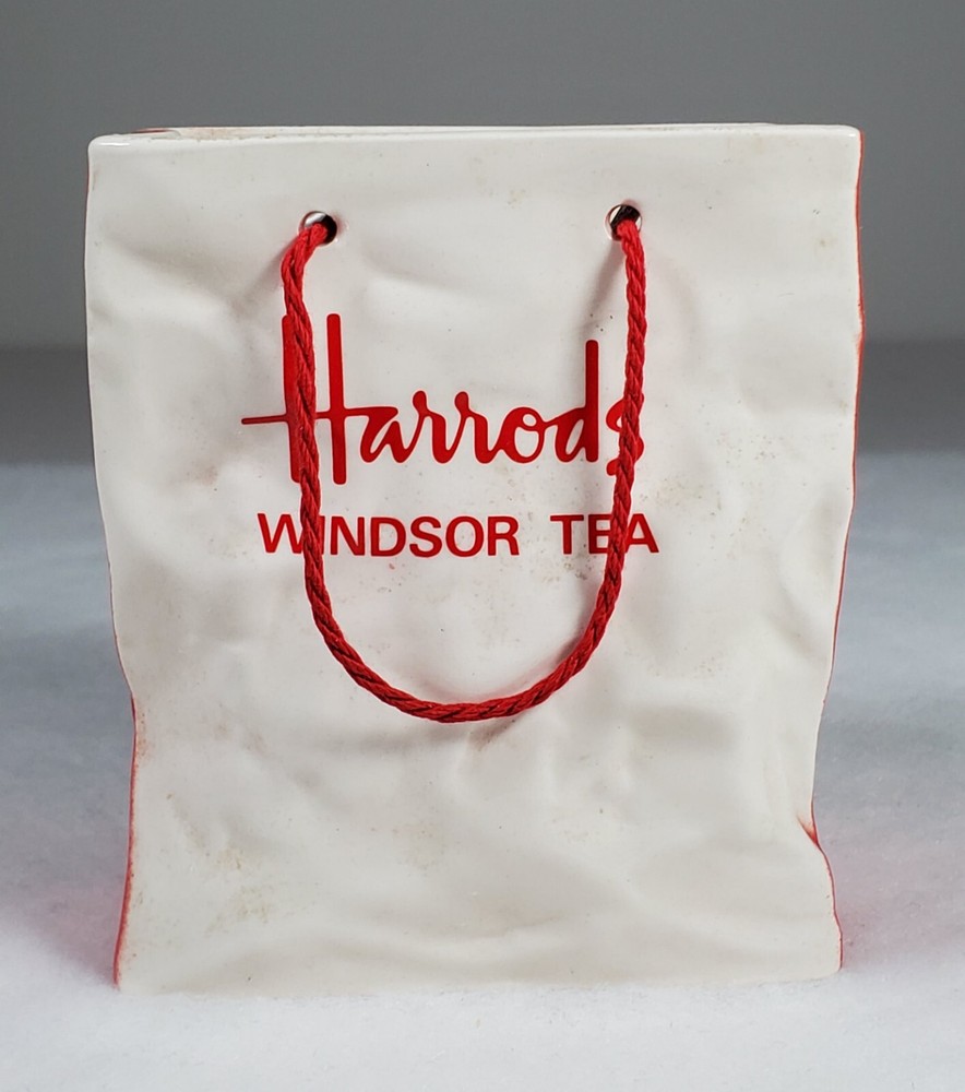 Harrods Ceramic Shopping Bag Windsor Tea Red And White Carlton Ware England READ