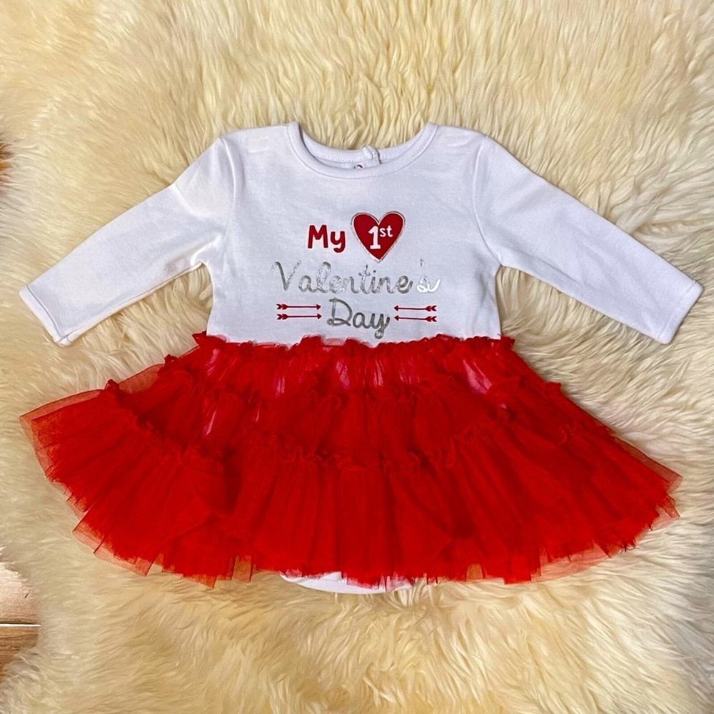 Baby Gear One Piece Red Tutu Skirt Valentines Day Long Sleeve Balletcore Sz 6M