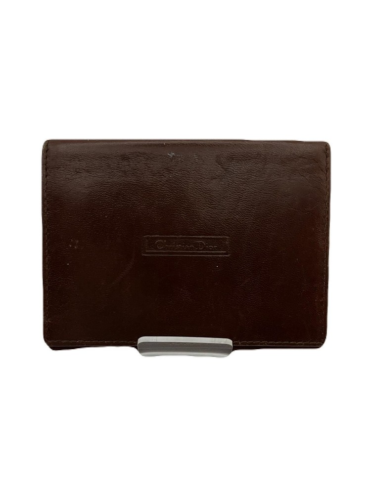 Dior Brown Leather Card Wallet Case USED E0131-70