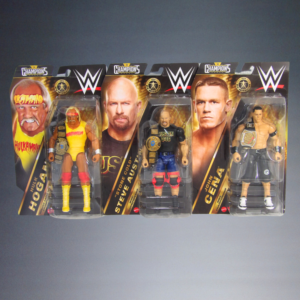 MATTEL WWE CHAMPIONSHIP HULK HOGAN+STEVE AUSTIN+JOHN CENA ACTION FIGS WAVE 2